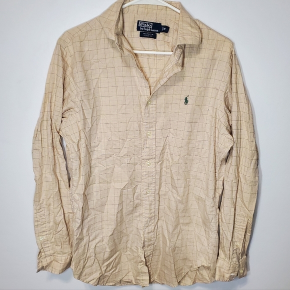 Polo Ralph Lauren Long Sleeve Button Shirt Men's M Orange Plaid - Picture 1 of 3